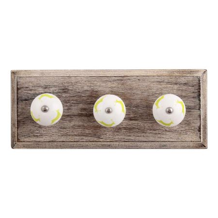 Lime Running Rein Deer Pattern Ceramic Wooden Hooks
